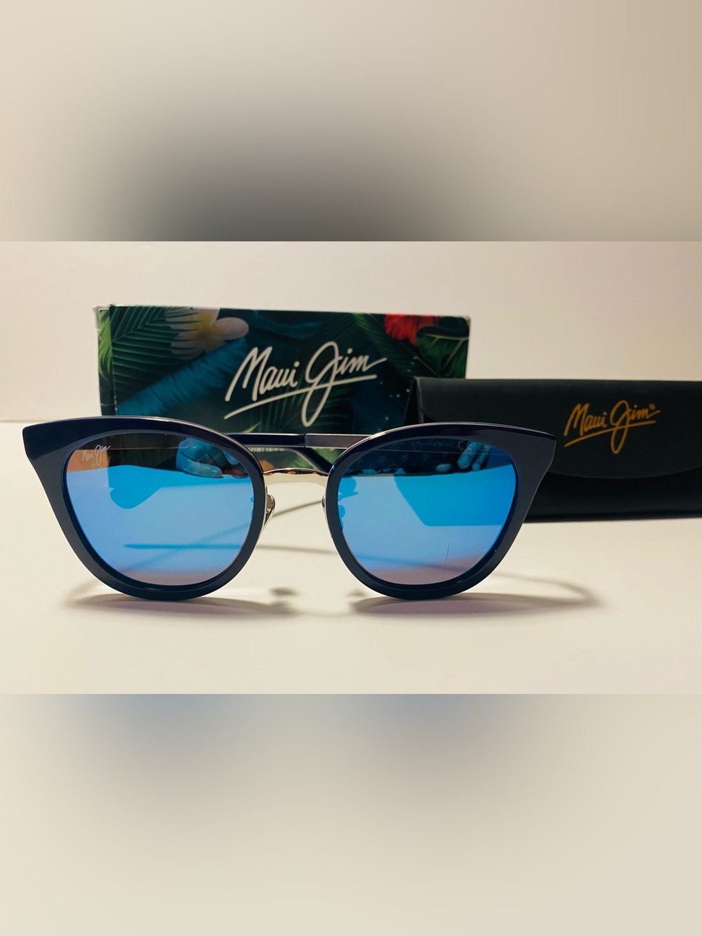 Maui Jim Wood Rose Blue Round Polarized Sunglasses Mj870-03 Brand New NIB Set